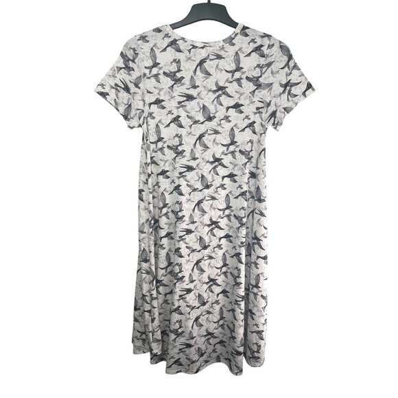LuLaRoe Carly Swing Gray & Black Bird Print High-Low Dress Lightweight Small - Picture 12 of 14